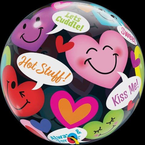 22" SINGLE BUBBLE CONVERSATION SMILEY HEARTS